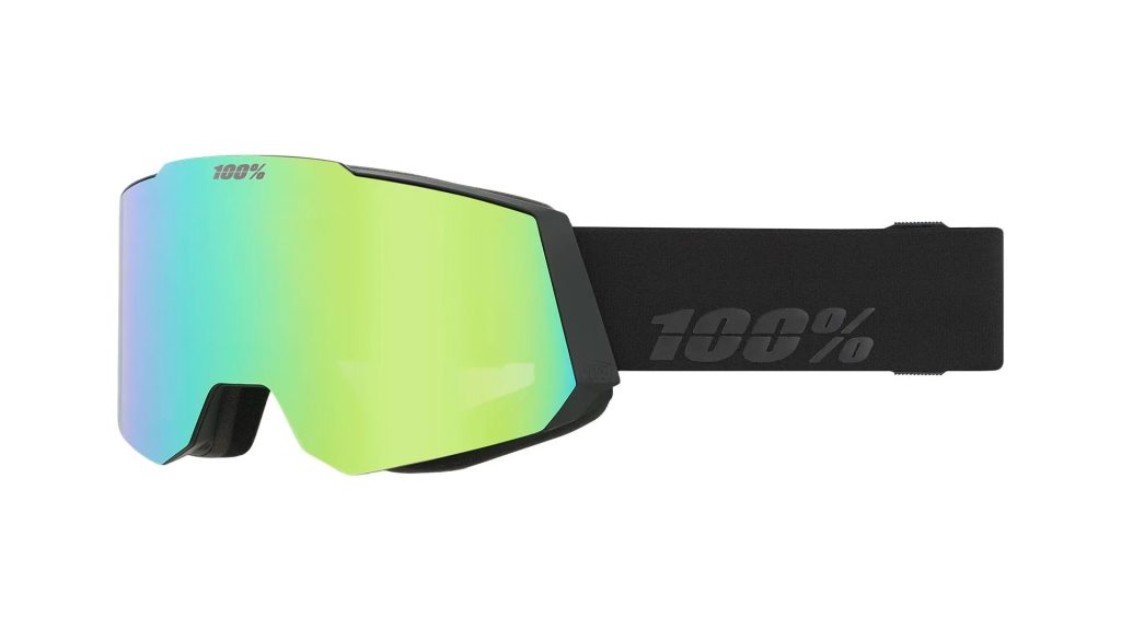 100% Snowcraft Snow Goggle in Essential Black w/HiPER Grey-Blue w/Green ML Mirror