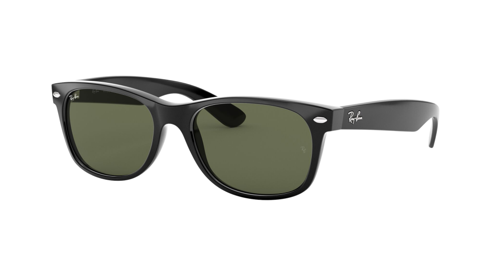 Ray-Ban New Wayfarer RB2132 in Black with G-15 Green Lenses