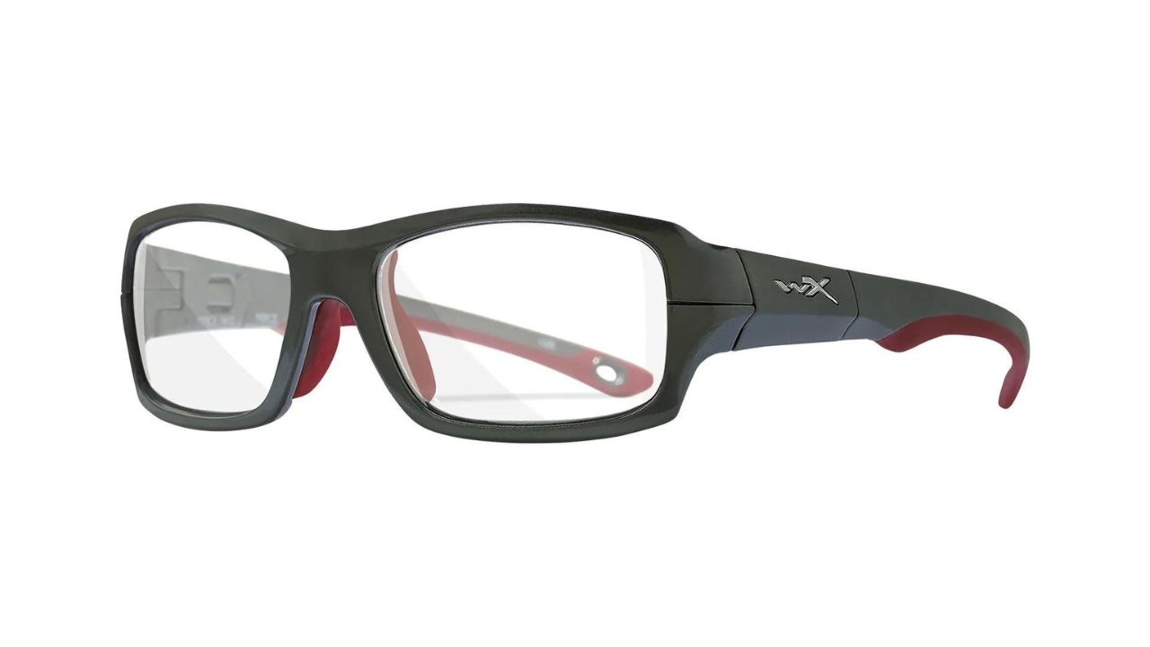 Wiley X Fierce with Dark Silver and Red frame and Clear lenses