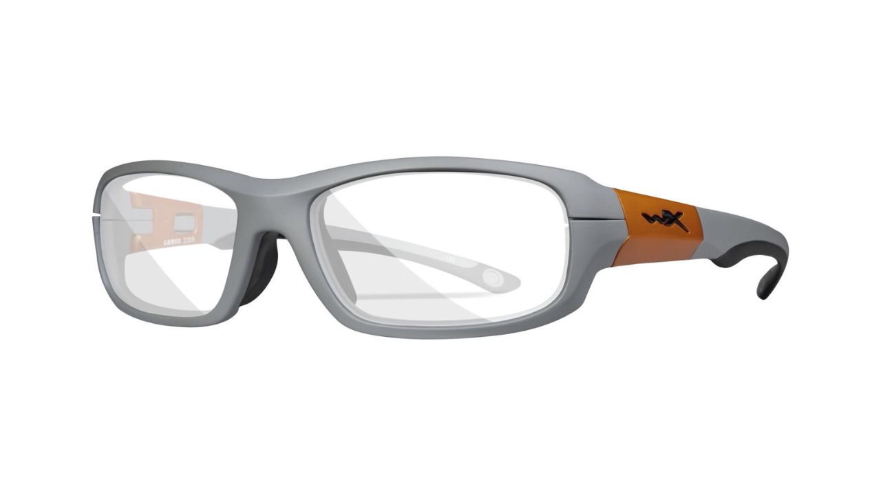 Wiley X Gamer with Matte Grey and Gloss Orange frame and Clear lenses
