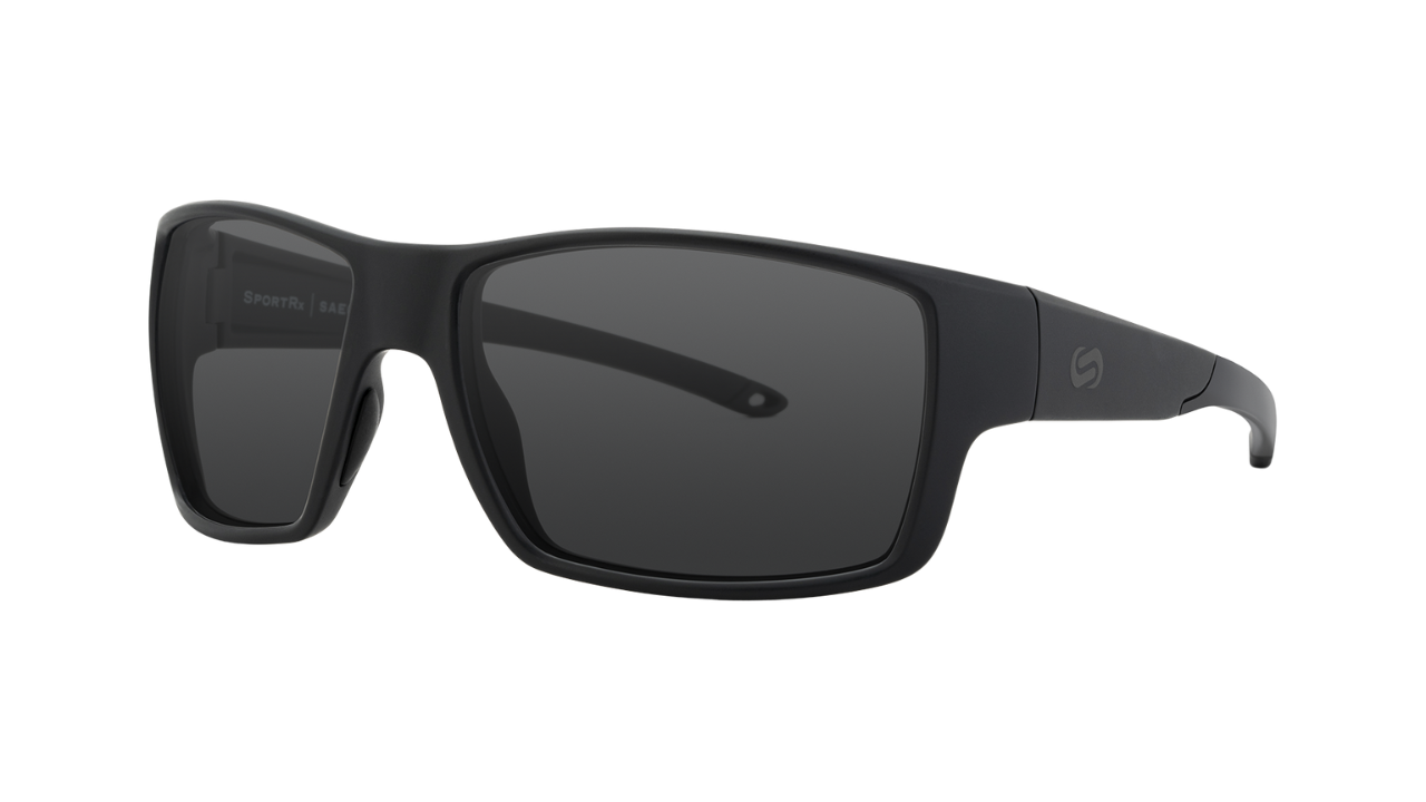 SportRx Wrap Around Sunglasses in Matte Black with Black Lenses